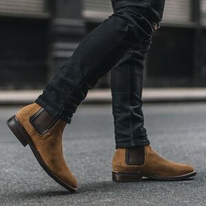 Men's Suede Chelsea Boots in Brown